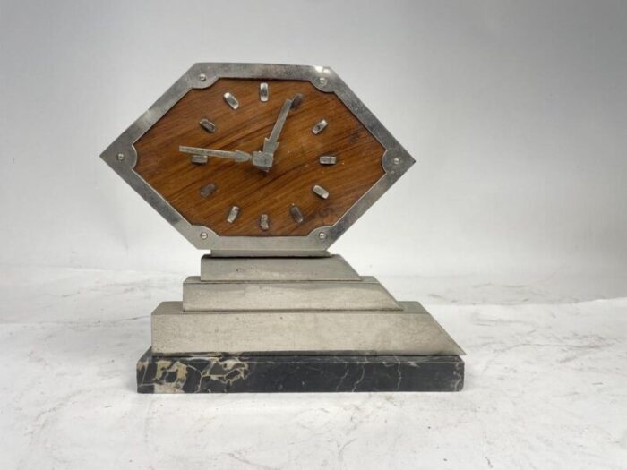 art deco clock with marble base 1930s 1536