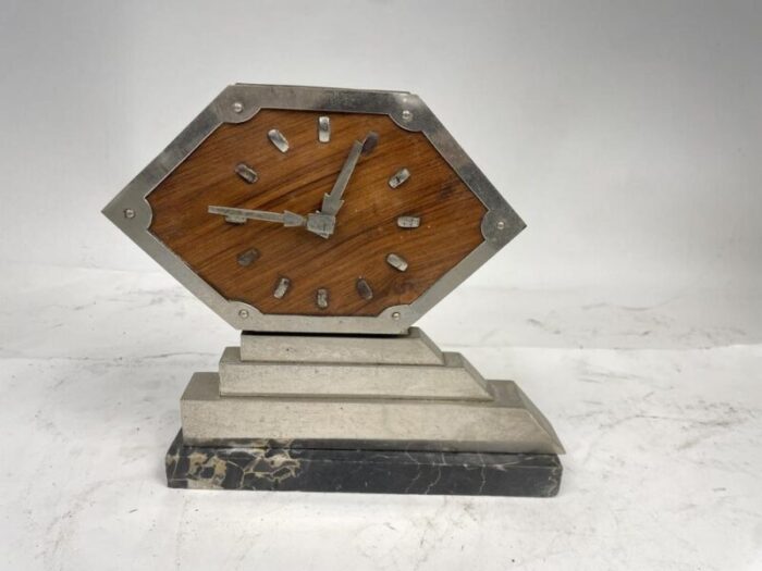 art deco clock with marble base 1930s 4333