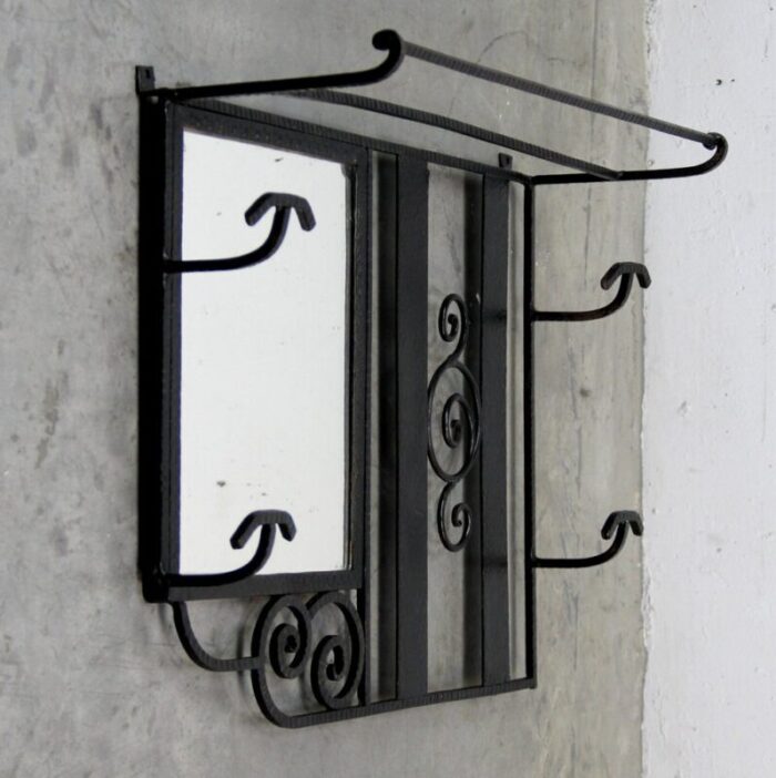 art deco iron rack with mirror from percero 1920s 1