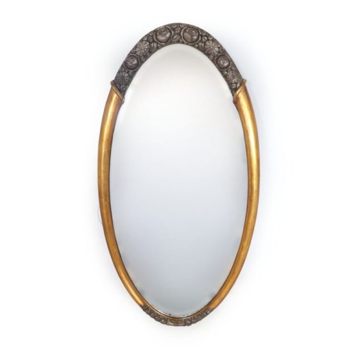 art deco parcel gilt oval mirror by sue et mare 1920s 1