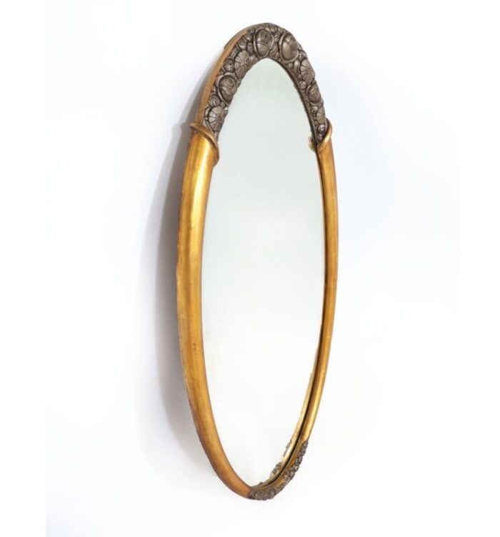 art deco parcel gilt oval mirror by sue et mare 1920s 2