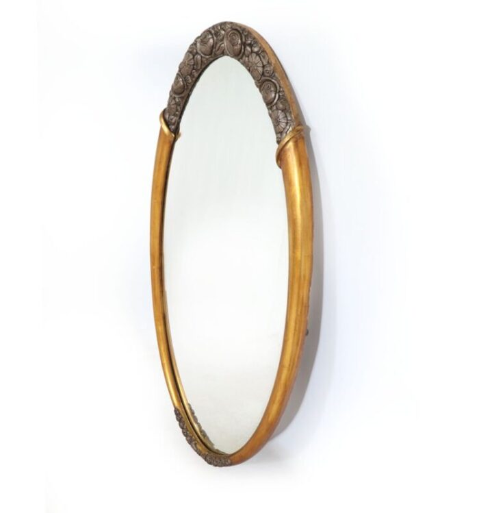 art deco parcel gilt oval mirror by sue et mare 1920s 3