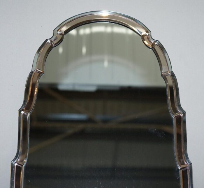 art deco peach glass beveled venetian curved steeple top mirror 2