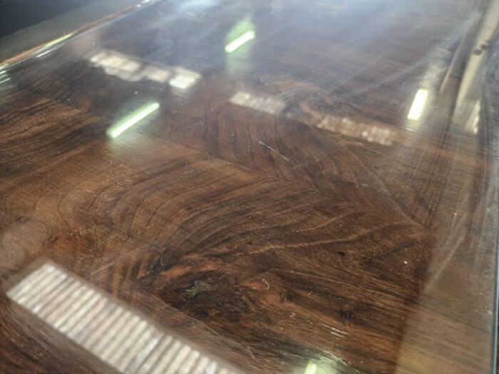 art deco sideboard in walnut root with transparent glass and internal drawers 1930s 7999