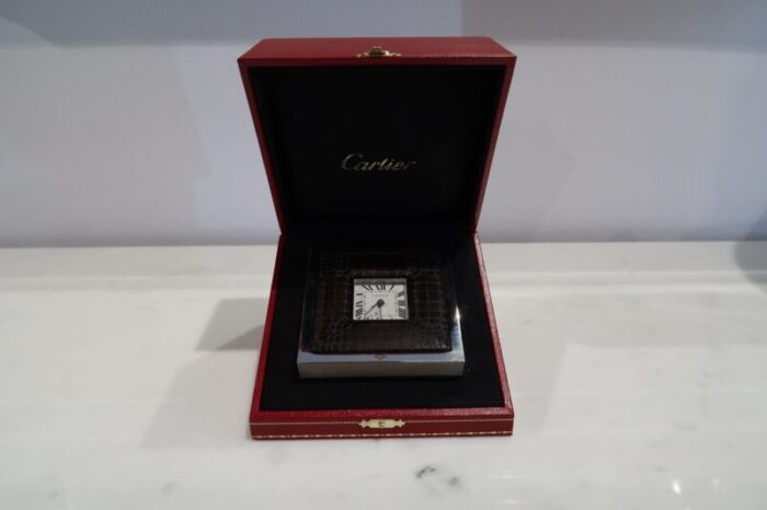 art deco style stainless steel table clock from cartier 6