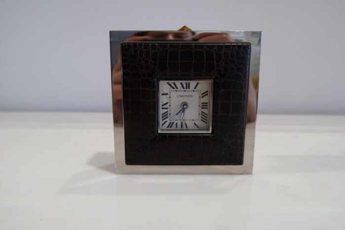 art deco style stainless steel table clock from cartier 7