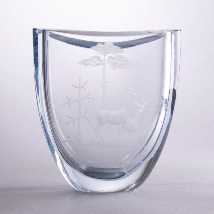 art deco swedish art crystal vase from stroembergshyttan 1930s 1