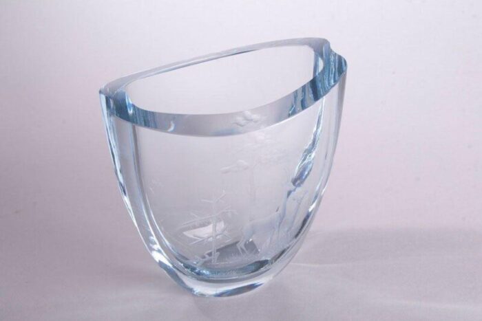 art deco swedish art crystal vase from stroembergshyttan 1930s 8