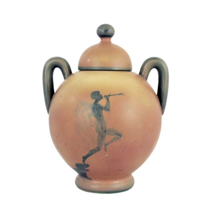 art deco swedish ceramic urn with lid by ake holm 1920s 1