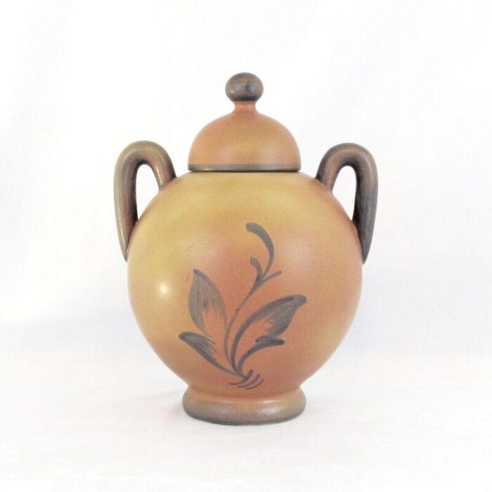 art deco swedish ceramic urn with lid by ake holm 1920s 2