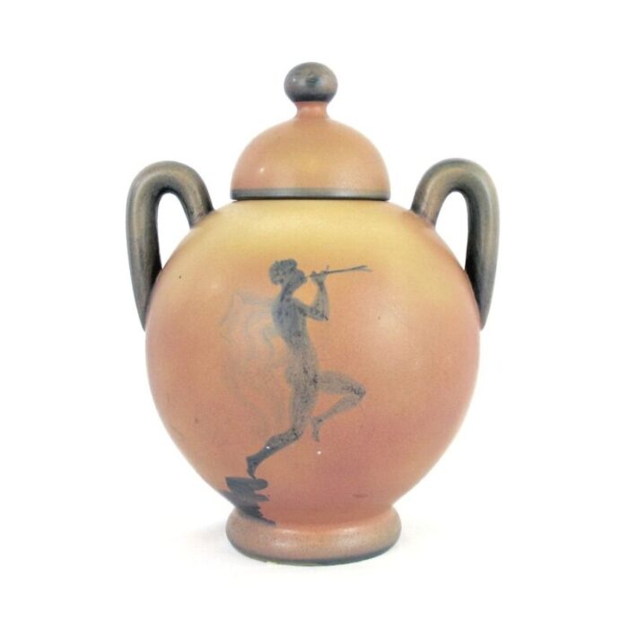 art deco swedish ceramic urn with lid by ake holm 1920s 3