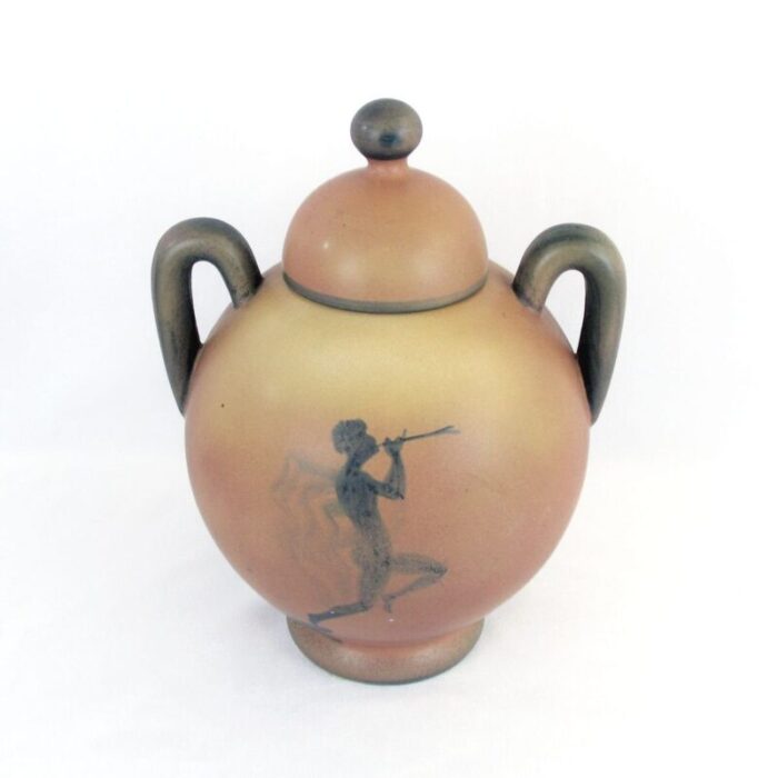 art deco swedish ceramic urn with lid by ake holm 1920s 4