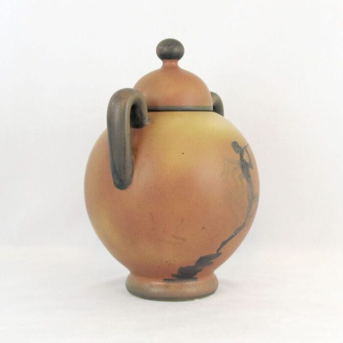 art deco swedish ceramic urn with lid by ake holm 1920s 6