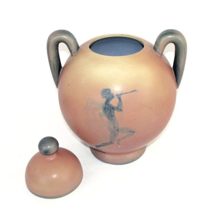 art deco swedish ceramic urn with lid by ake holm 1920s 7