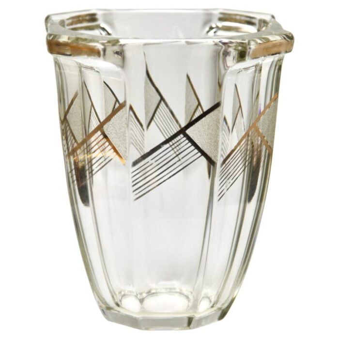 art deco vase with geometric gold painted design from moser soehne karlsbad 1