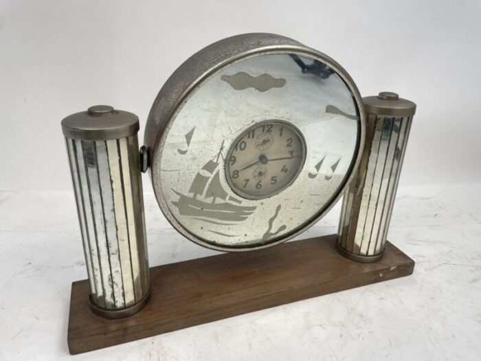 art deco veglia mirror clock 1930s 7824