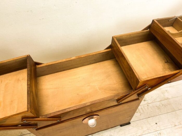 art deco walnut cantilever sewing box 1920s 7