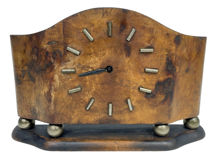 art deco walnut mantel clock 1930s 3668