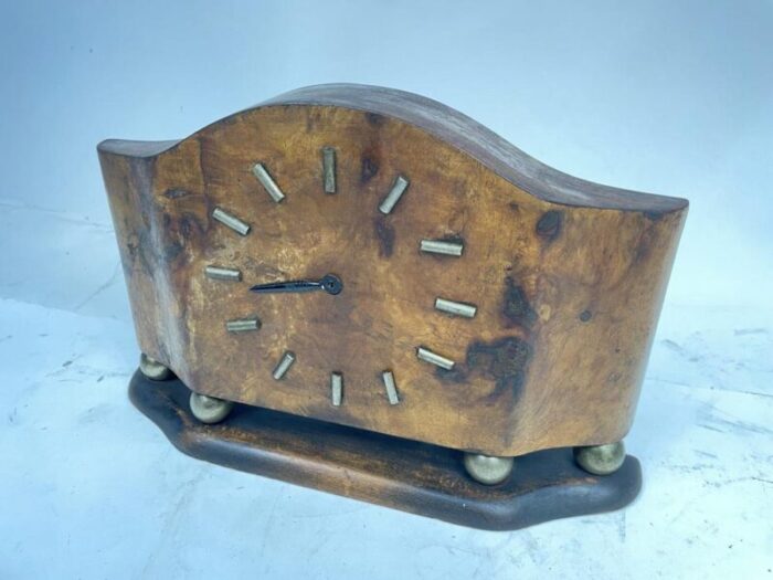 art deco walnut mantel clock 1930s 6524