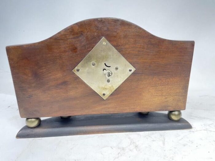 art deco walnut mantel clock 1930s 8890