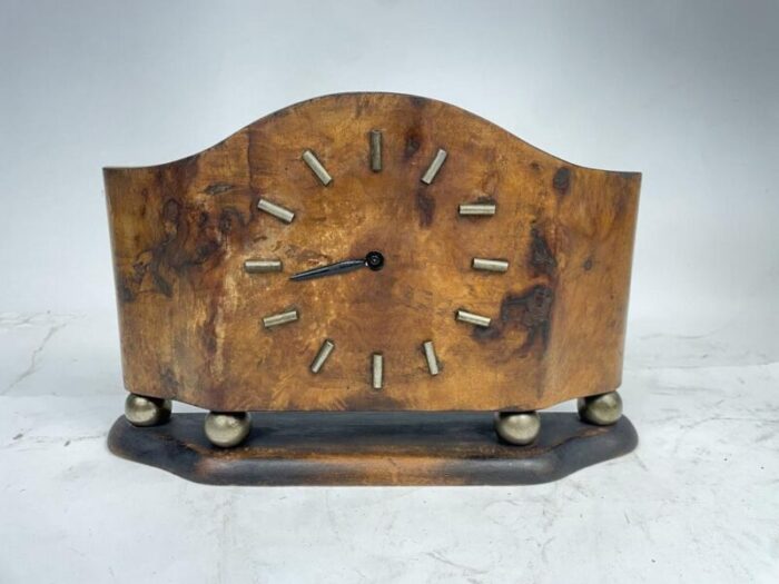 art deco walnut mantel clock 1930s 9703