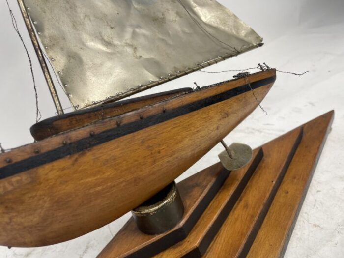 art deco wooden and silver sailing boat 1930s 2897