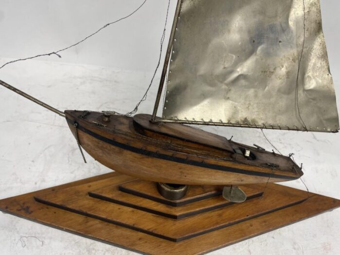 art deco wooden and silver sailing boat 1930s 6460