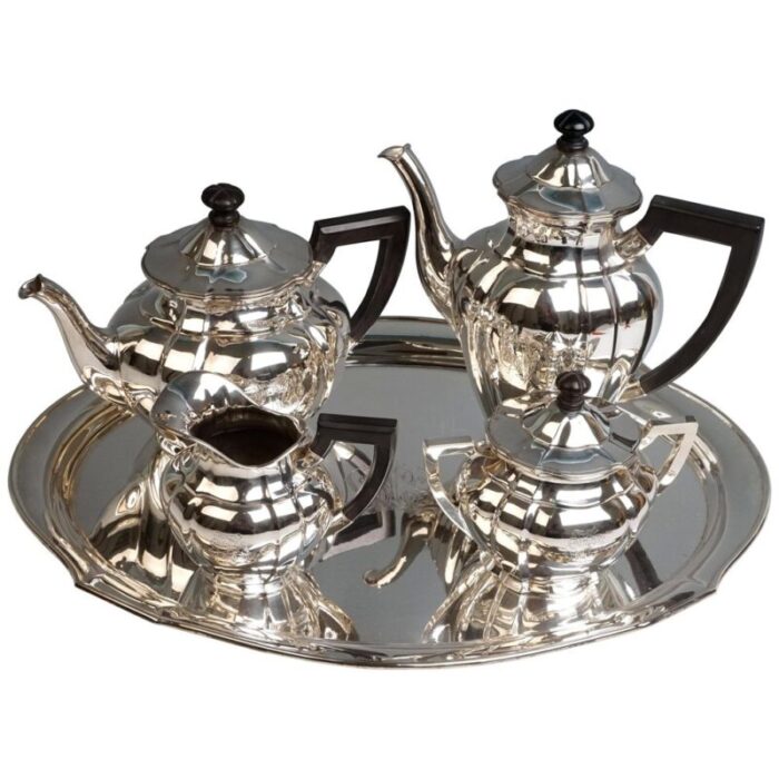 art nouveau german silver 5 piece coffee tea set by weinranck schmidt hanau 1890s set of 5 1