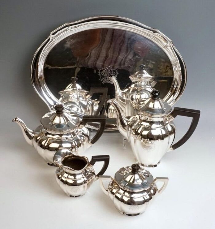 art nouveau german silver 5 piece coffee tea set by weinranck schmidt hanau 1890s set of 5 3