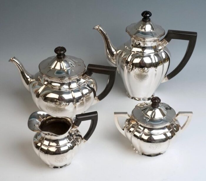 art nouveau german silver 5 piece coffee tea set by weinranck schmidt hanau 1890s set of 5 4