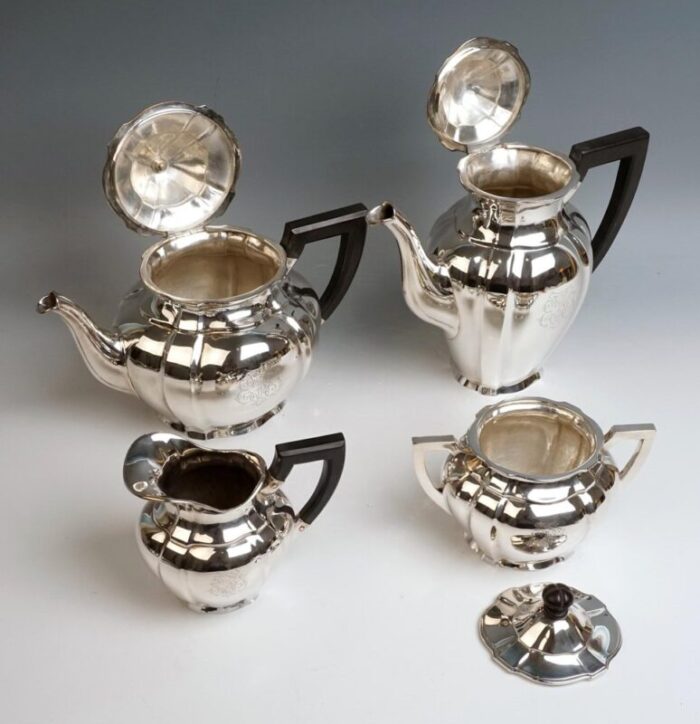 art nouveau german silver 5 piece coffee tea set by weinranck schmidt hanau 1890s set of 5 5