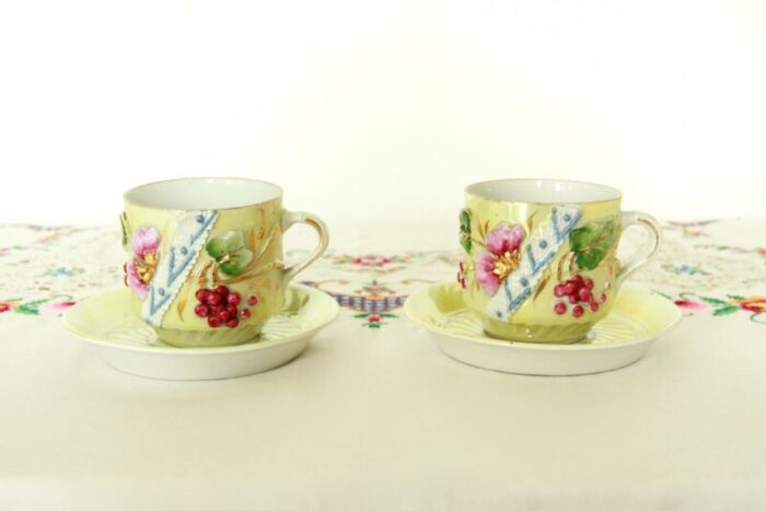 art nouveau porcelain cups by richard ginori italy 1930s set of 4 4