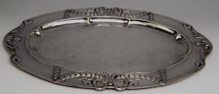 art nouveau silver 800 serving platter by h suedfeld austria 1890s 4