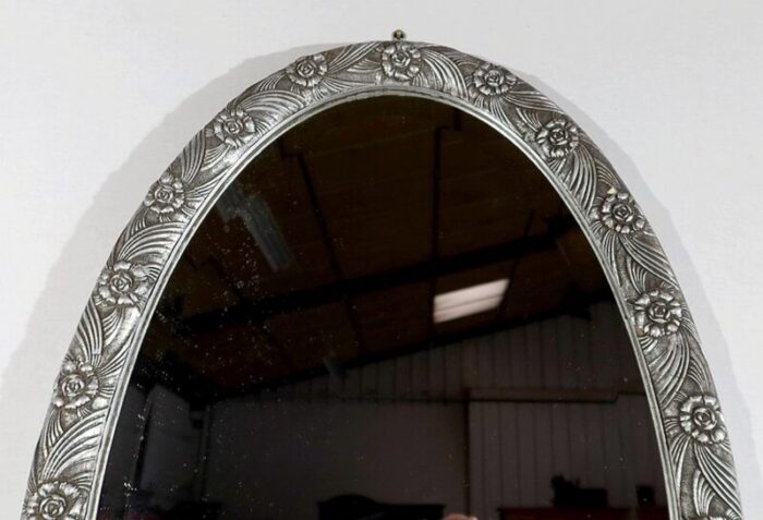 art nouveau silver oval mirror 1900 4