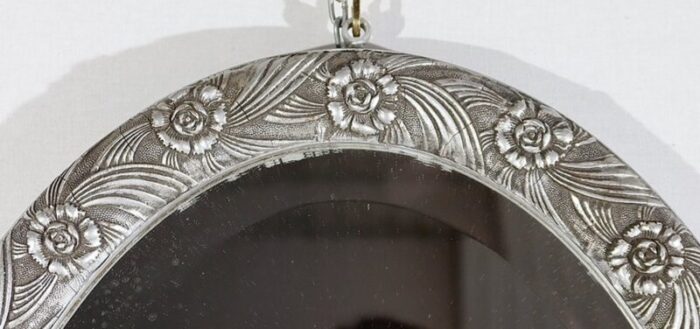 art nouveau silver oval mirror 1900 5