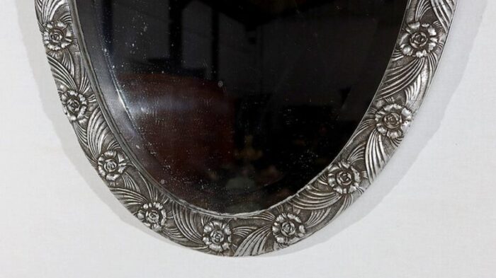 art nouveau silver oval mirror 1900 8