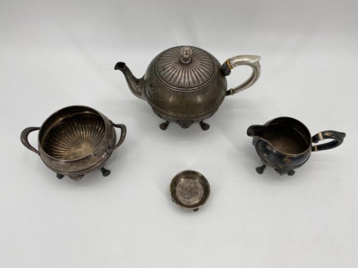 art nouveau tea service in 800 silver by vincenz carl dub 1890s set of 4 2