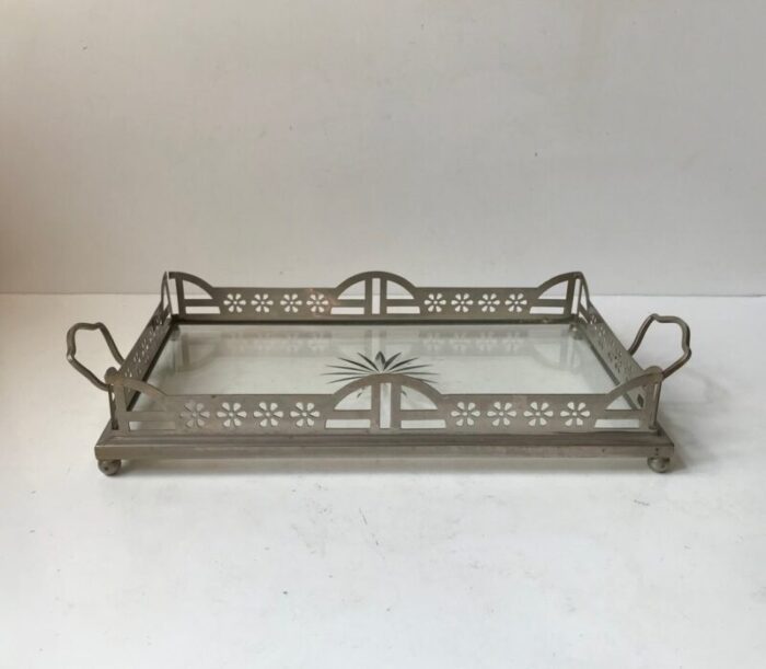 art nouveau tray in glass and silver 19th century 1