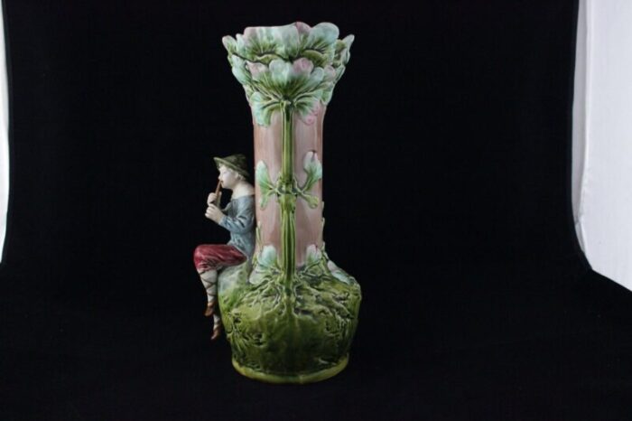 art nouveau vases with children and foliage cecoslovakia 1900s set of 2 3