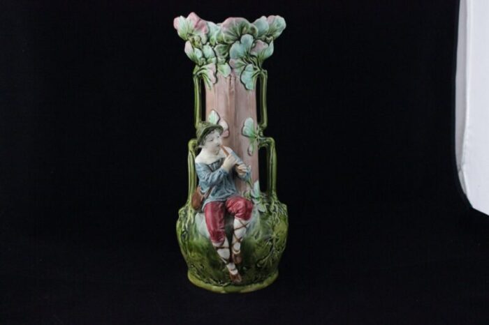 art nouveau vases with children and foliage cecoslovakia 1900s set of 2 4