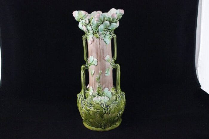 art nouveau vases with children and foliage cecoslovakia 1900s set of 2 6