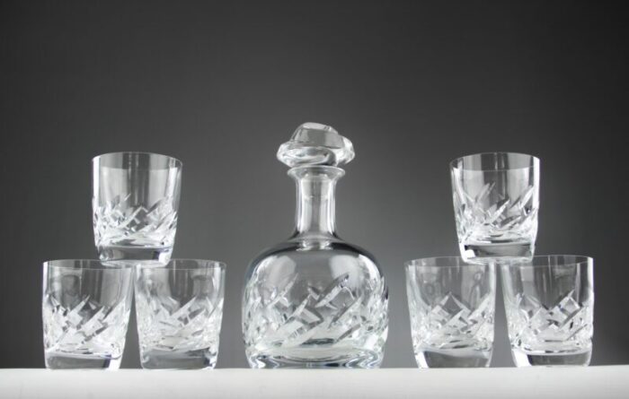 artois whisky service set by lalique france 1980s set of 7 1