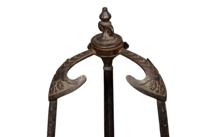 assyrian revival cast iron tool holder with four renaissance revival firetools 5 pieces 3744