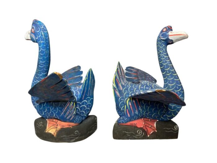 balinese carved and painted ducks from john volks estate a pair 7435