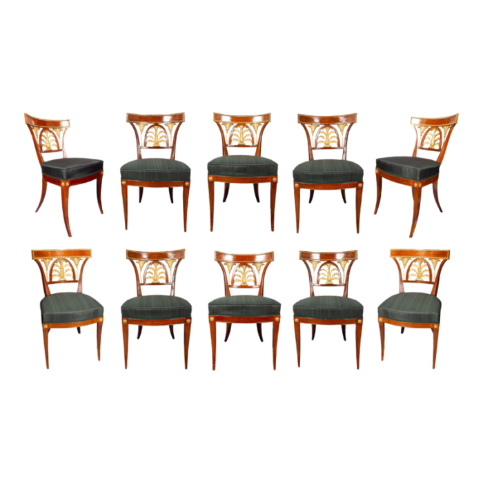 baltic neoclassical mahogany and giltwood dining chairs set of 10 7475