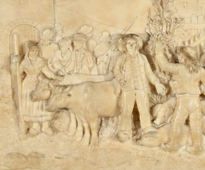 bas relief painting in petrified limestone by c f becker late 19th century 3