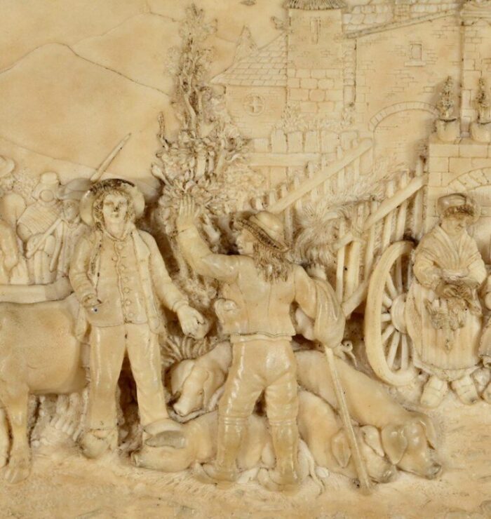 bas relief painting in petrified limestone by c f becker late 19th century 4