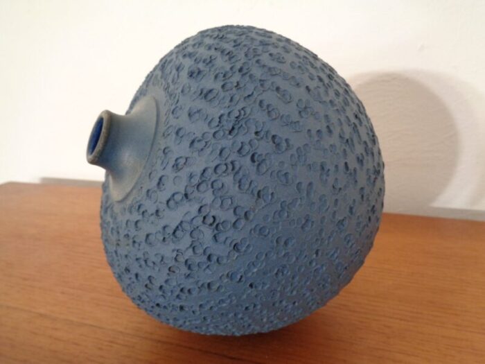 bauhaus blue studio ceramic vase by heiner hans koerting 1940s 11