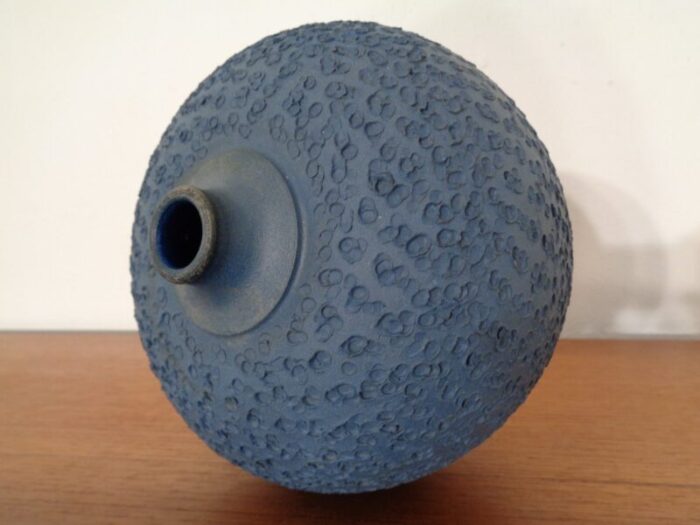 bauhaus blue studio ceramic vase by heiner hans koerting 1940s 12