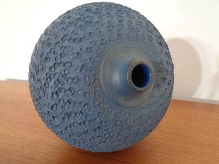 bauhaus blue studio ceramic vase by heiner hans koerting 1940s 14